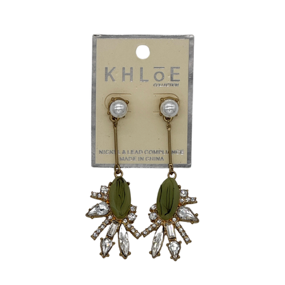 White and Green Olive Drop Earring