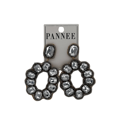 Chunky Silver Rhinestone Hoop Earrings