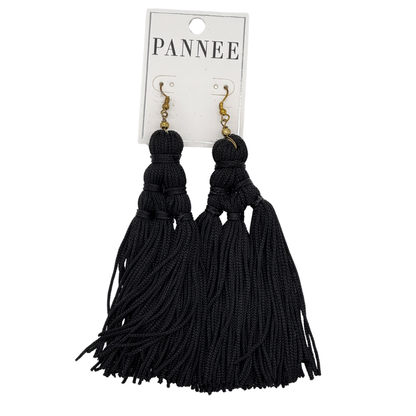 Gold Hook Earring with Black Tassel