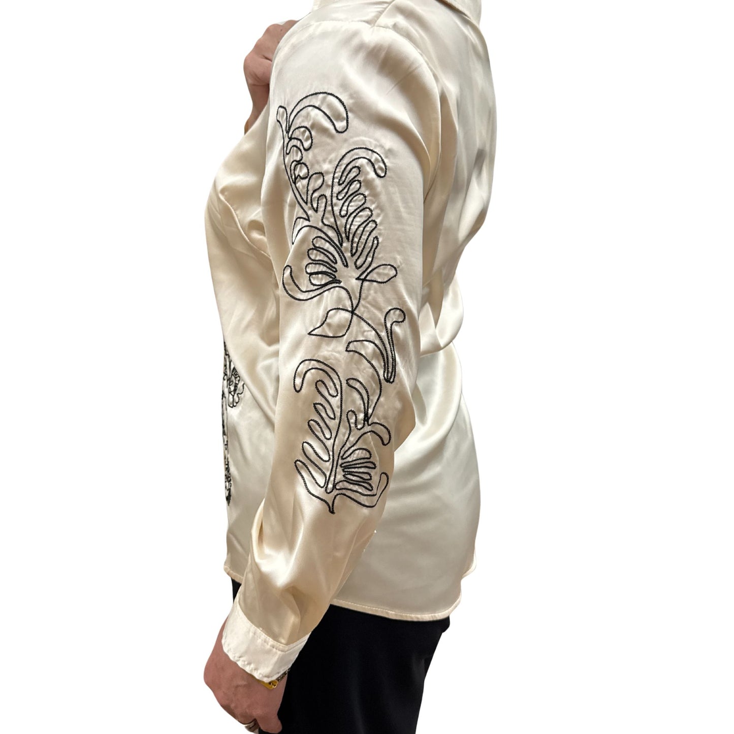 Embroidered Satin Blouse