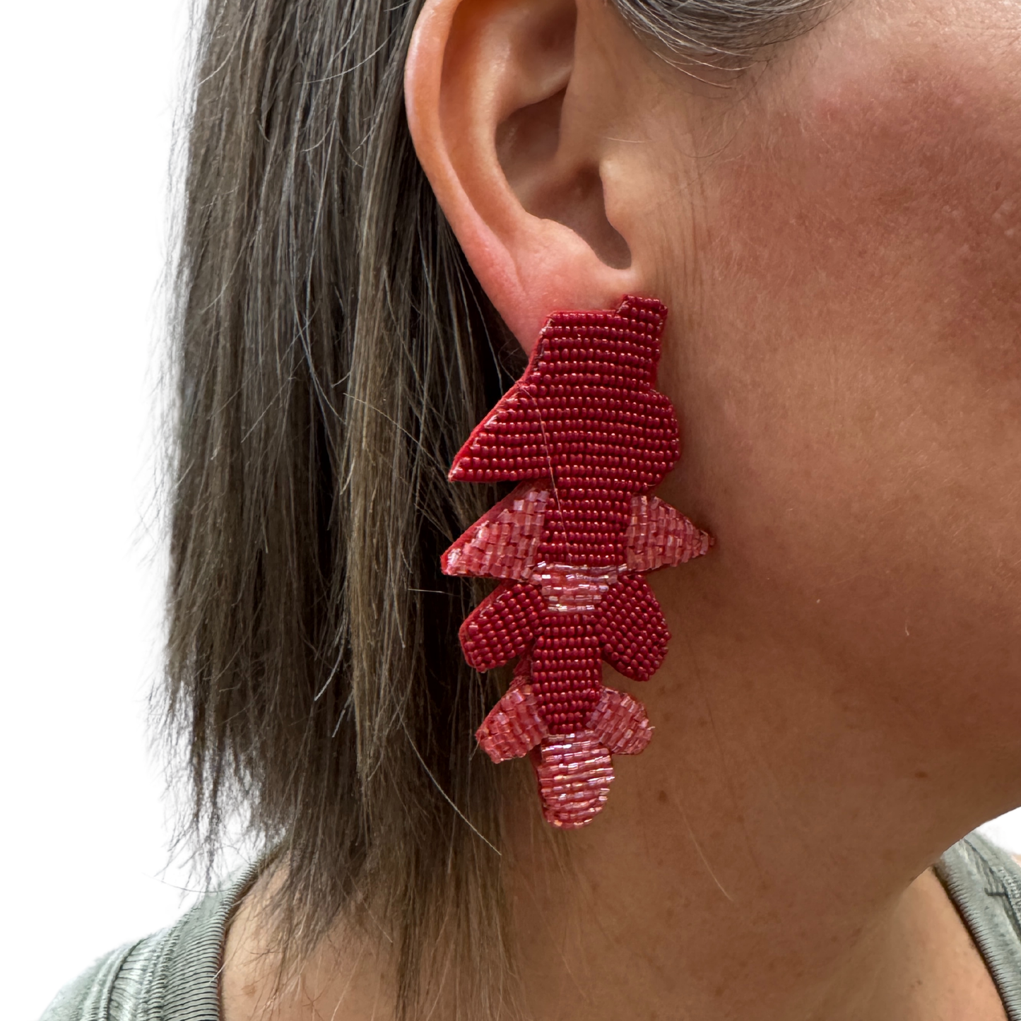 Red Seed Bead Esoteric Earrings