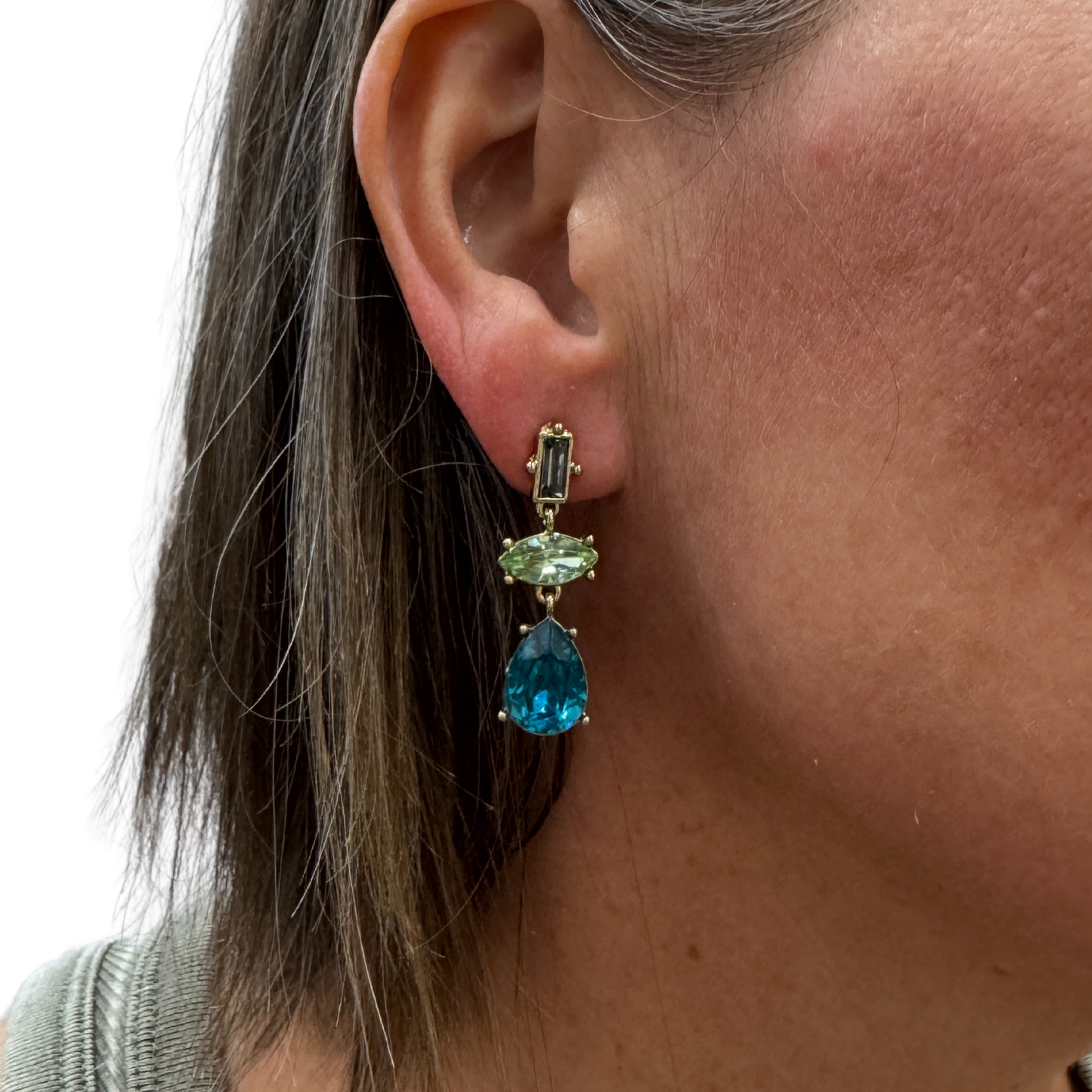 Blue Mixed Shape Drop Earring