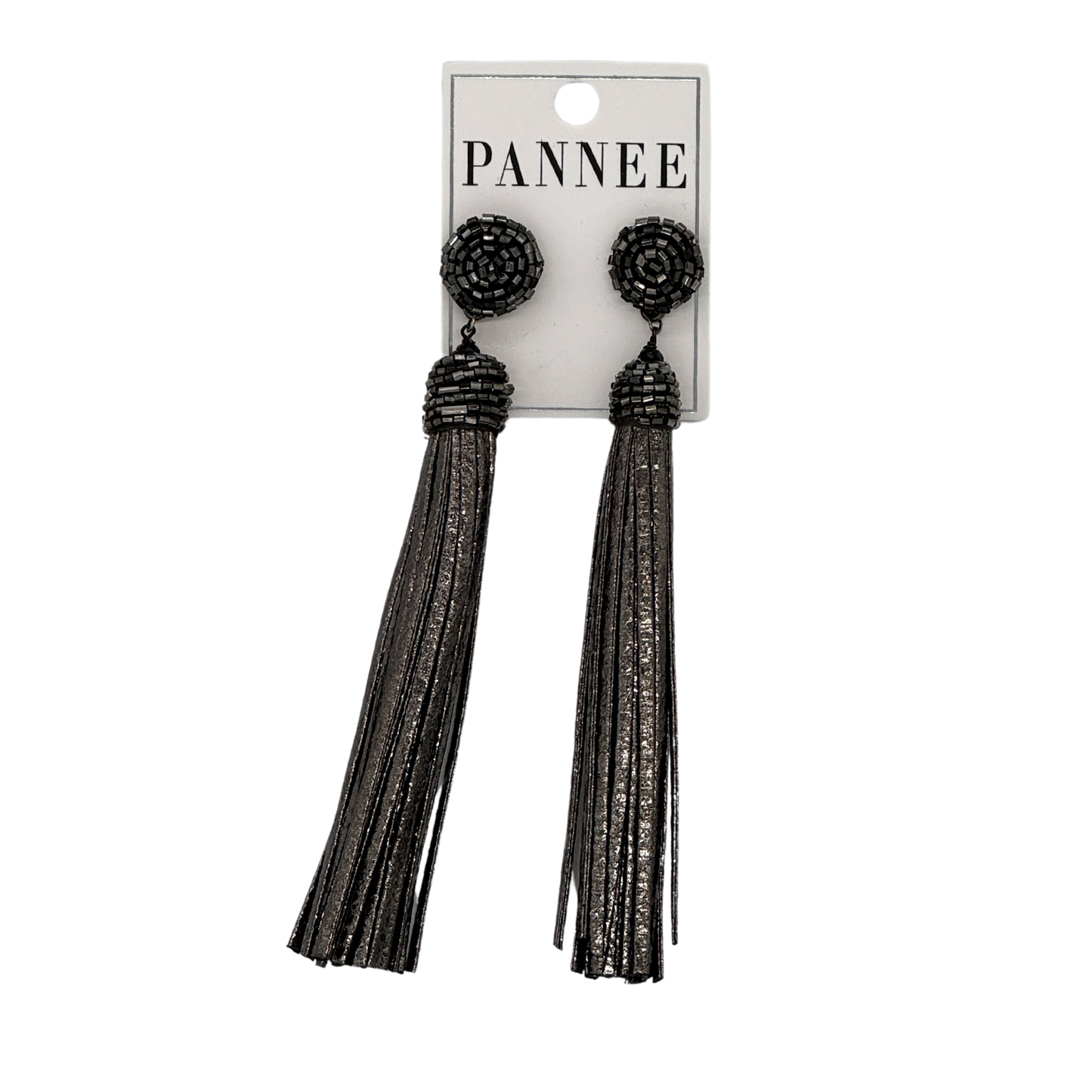 Seed Bead Post Earring with Hematite Tassel