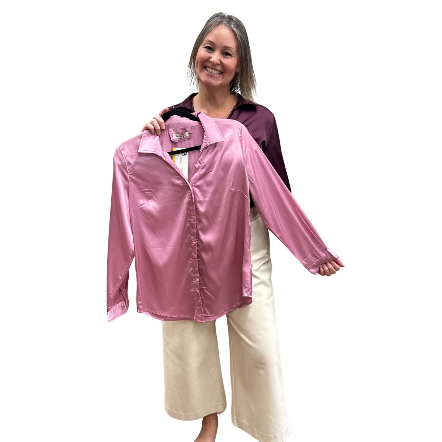 Satin Button Front Blouse