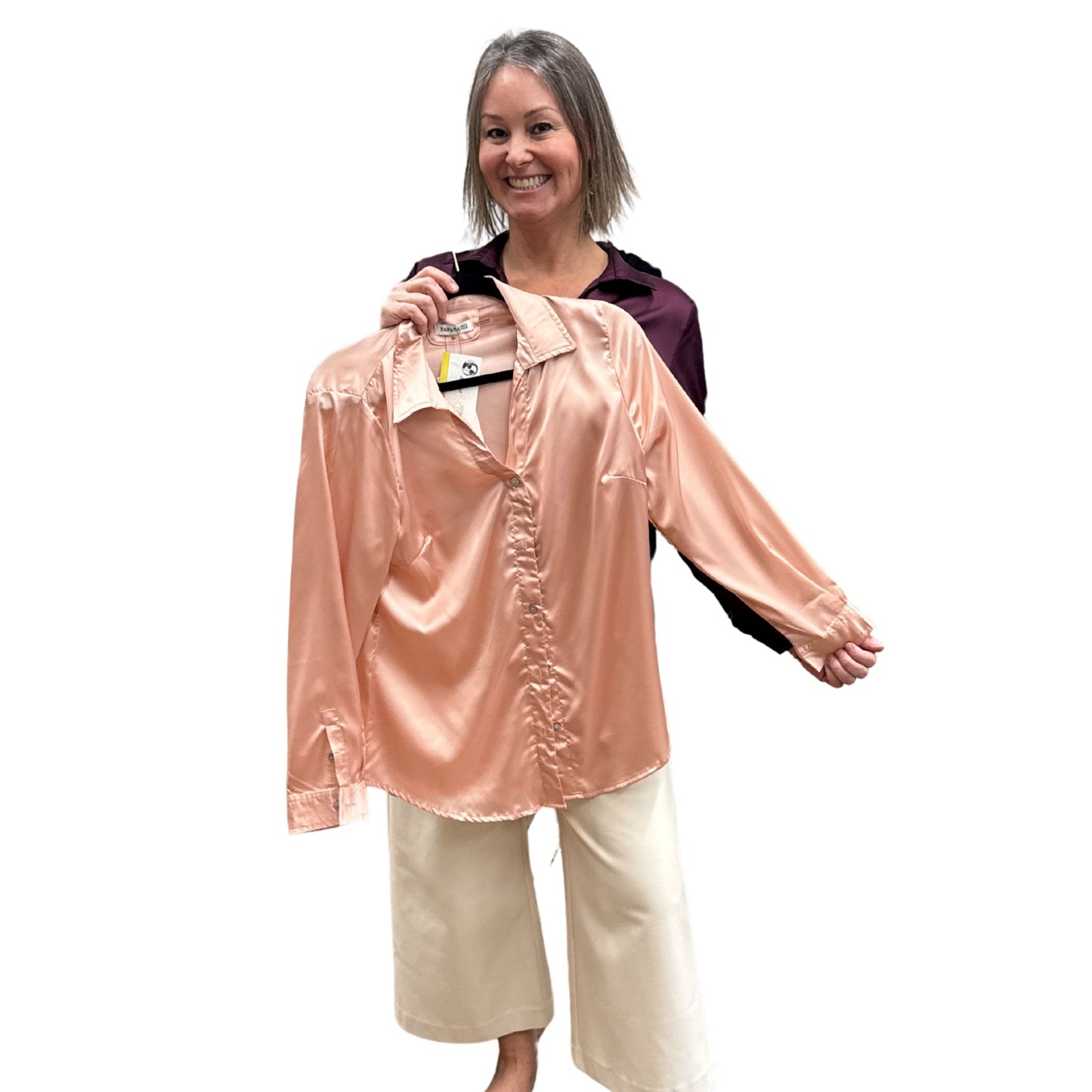 Satin Button Front Blouse