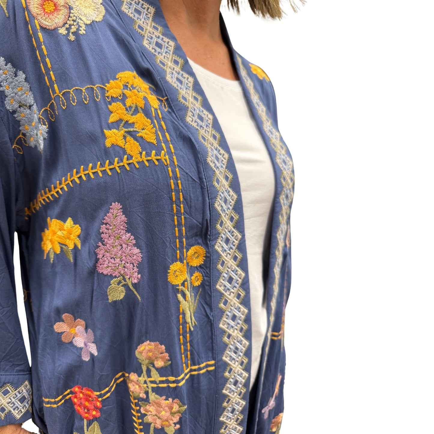 Embroidered Viscose Kimono