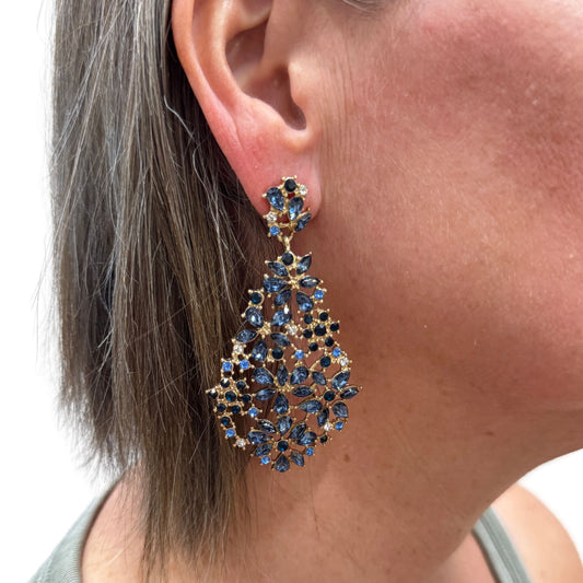 Blue Rhinestone Earring