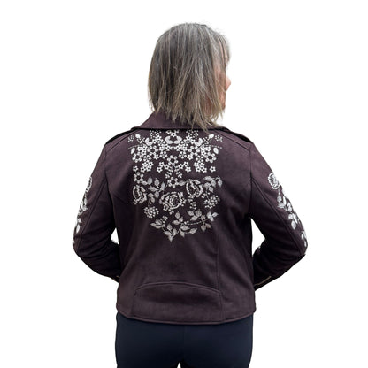 Faux Suede Embroidered Jacket