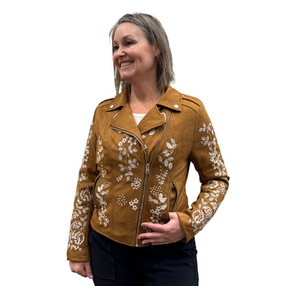 Faux Suede Embroidered Jacket