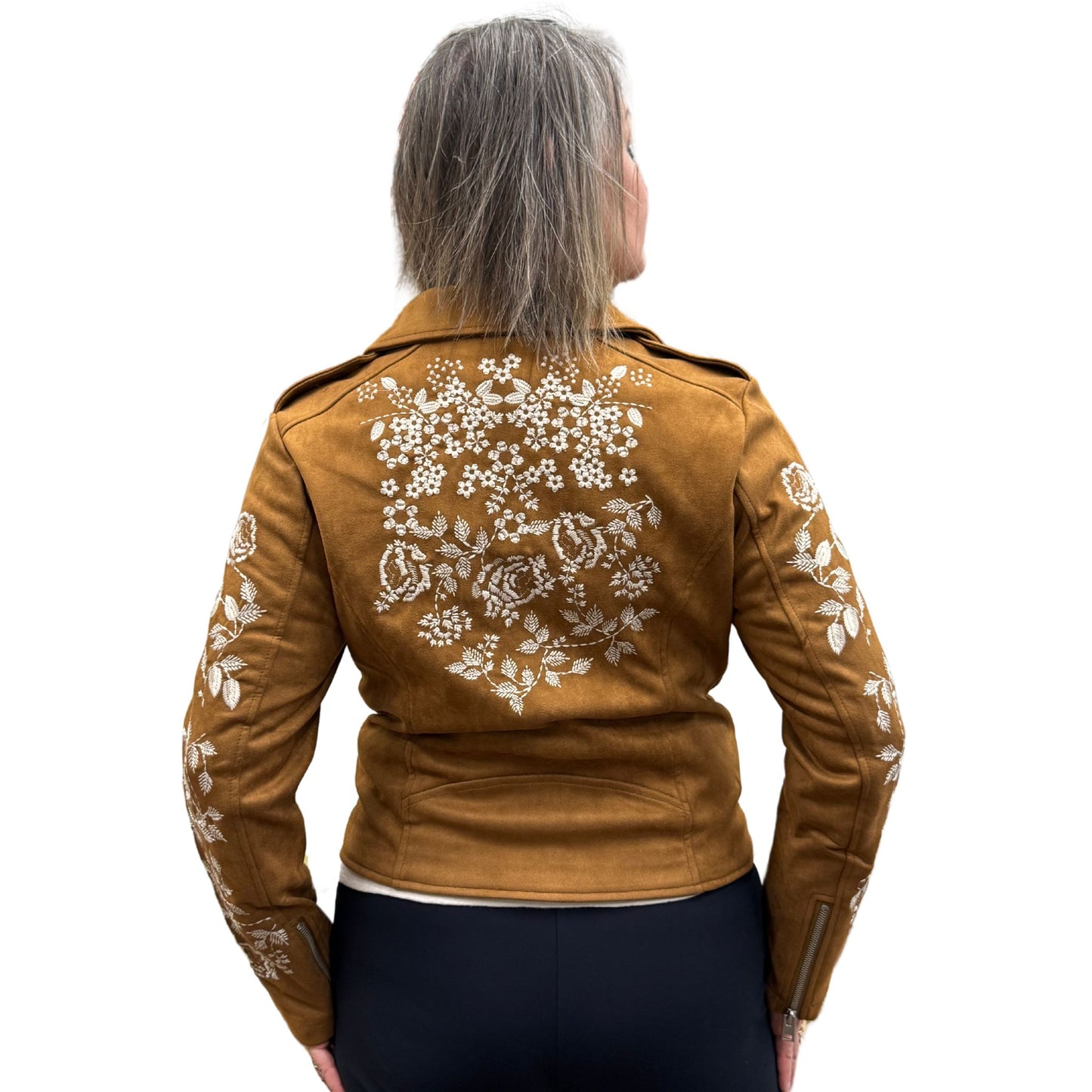 Faux Suede Embroidered Jacket