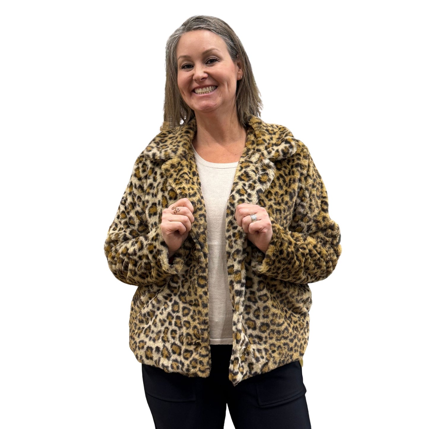 Cheetah Faux Fur Short  Coat